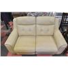 BEIGE LEATHER ELECTRIC RECLINING LOVESEAT - AS IS