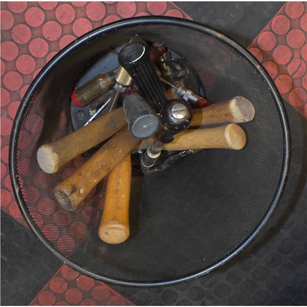 TRASH CAN FILLED WITH TOOLS