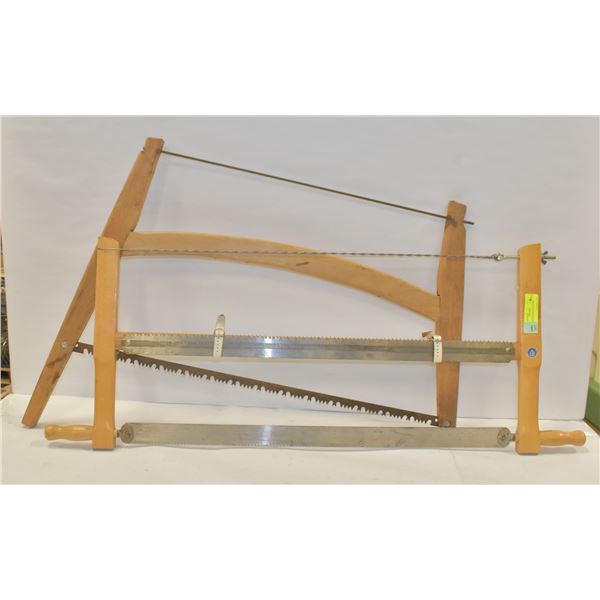 2 VINTAGE WOOD BOW SAWS