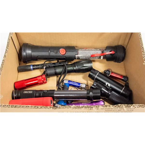 BOX OF ASSORTED FLASHLIGHTS