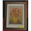 Image 1 : FRAMED AND MATTED FLOWER PICTURE