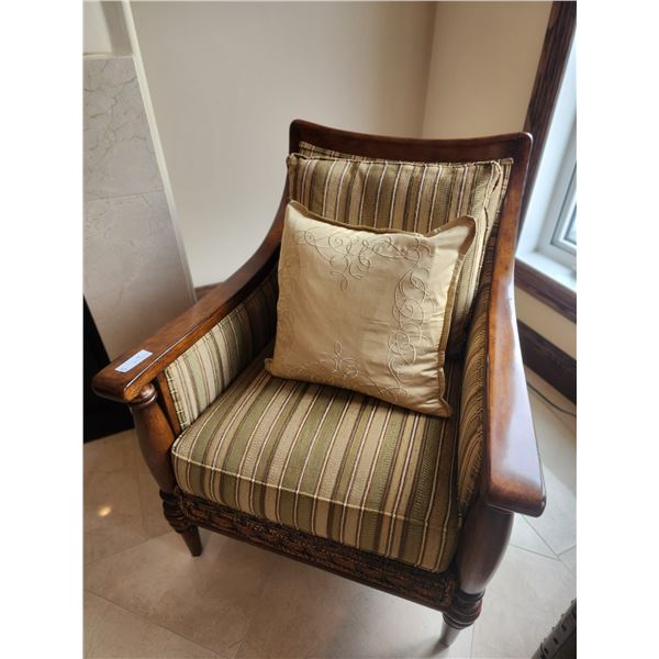 Tommy Bahama Home Collection Walnut Parlour Chair Basket Weave Sides 32L x 28W x 37H