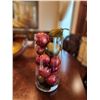 Image 1 : Vase with Resin Pomegranates & Pears 16H x 8W