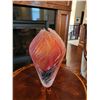 Image 2 : Lois Scott Glass Vase Tall  Salmon, Gold, Wine Red, Salmon 13H x 6W