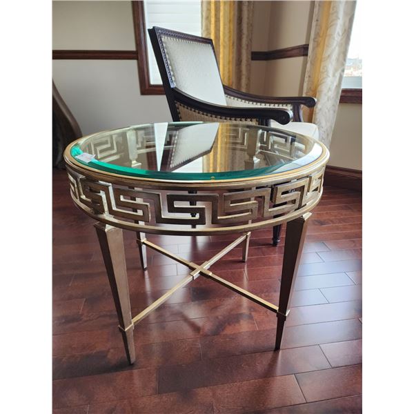 Round Glass Top Side Table 28L x 25H