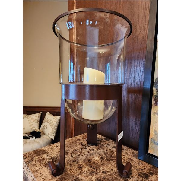 Decorative Glass Cast Iron Candle Holder 23.5H x 11W