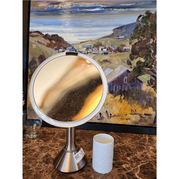 Simple Human Light Up Mirror - No Cord - Decorative Toothbrush Holder