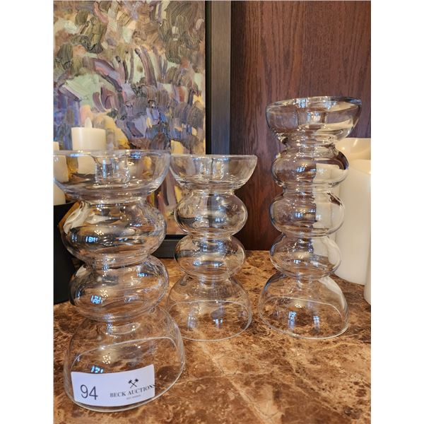 3 Glass Candle Holders