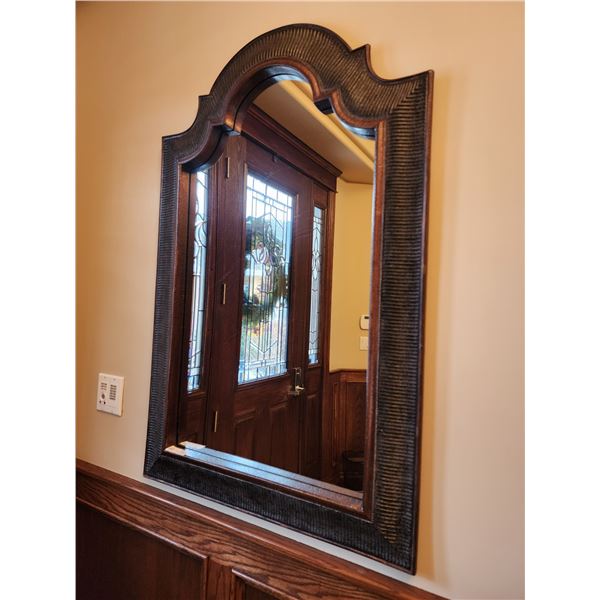 Wood & Leather Mirror 29.5W x 45H