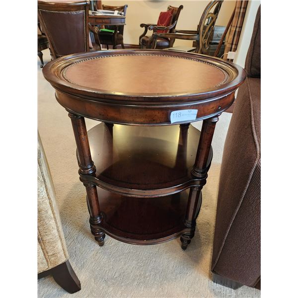 Wood & Leather Side Table 24W x 28H