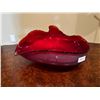 Image 1 : Ruby Red Art Glass Bowl 19L x 13.5W