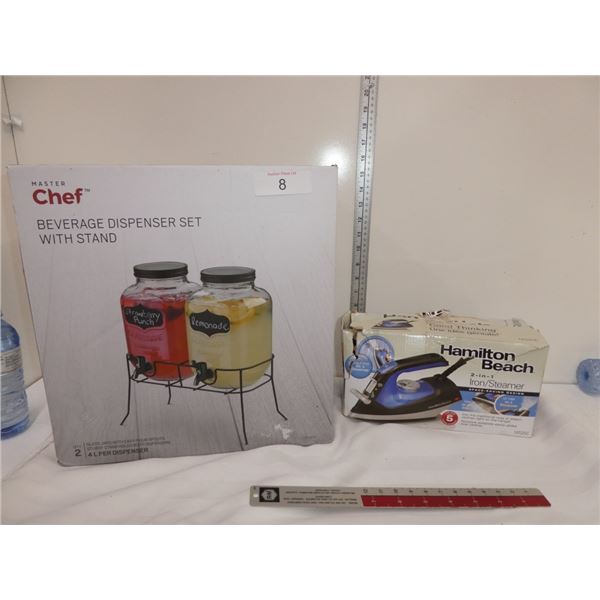beverage dispenser set w/ stand & iron
