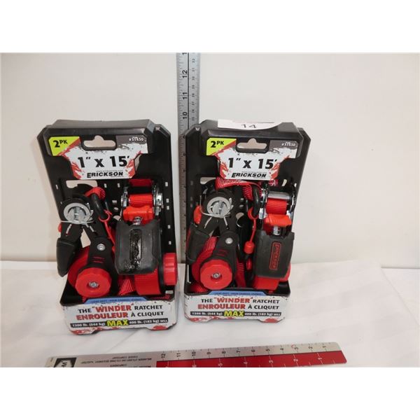 1"x15' ratchet straps