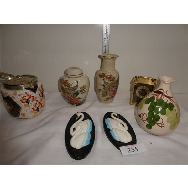 decorative vases, wall art, clock