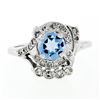 Image 4 : Art Deco 14k White Gold 1.45 ctw Round Aquamarine and Diamond Cocktail Ring