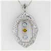 Image 5 : 18k White Gold 2.15 ctw Aquamarine, Citrine, & Diamond Open Milgrain Pendant Nec