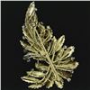 Image 6 : Vintage Large 14K Yellow Gold 4.60 ctw Diamond & Emerald Textured Leaf Brooch Pi