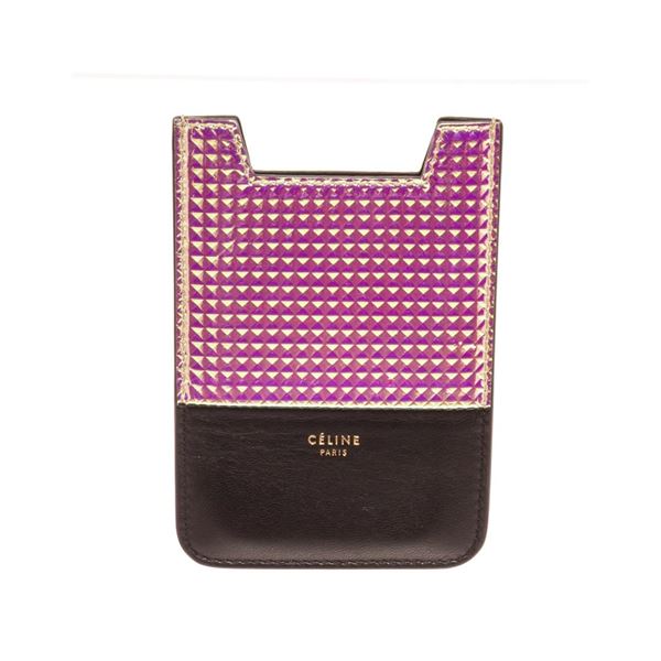 Celine Purple Iridescent Black Leather iPhone Case