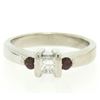 Image 2 : 14k White Gold 0.41 ctw Princess Diamond and Garnet Engagement Ring