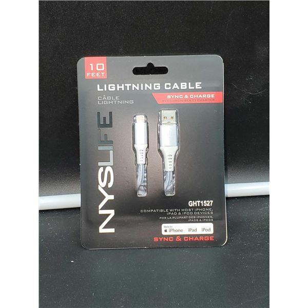Nyslife Lightning Cable 10ft- Compatible with most iPad, iPhone and iPad Devices