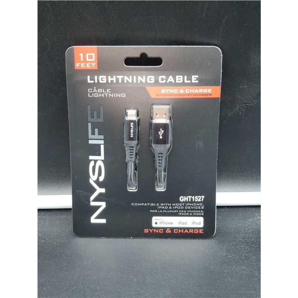 Nyslife Lightning Cable 10ft- Compatible with most iPad, iPhone and iPad Devices