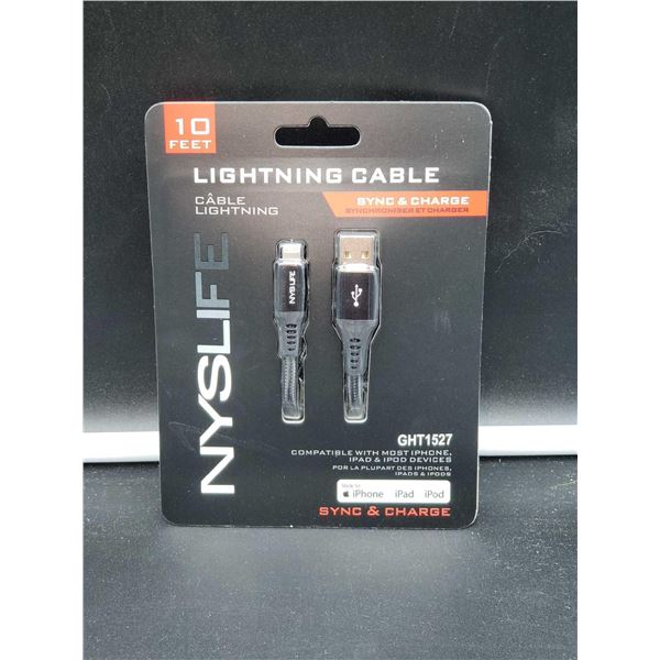 Nyslife Lightning Cable 10ft- Compatible with most iPad, iPhone and iPad Devices