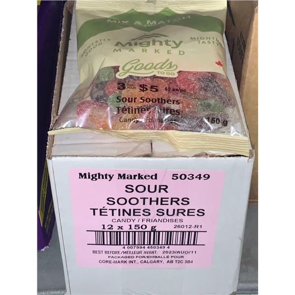 CASE LOT Mighty Marked Sour Soothers 12 x 150g
