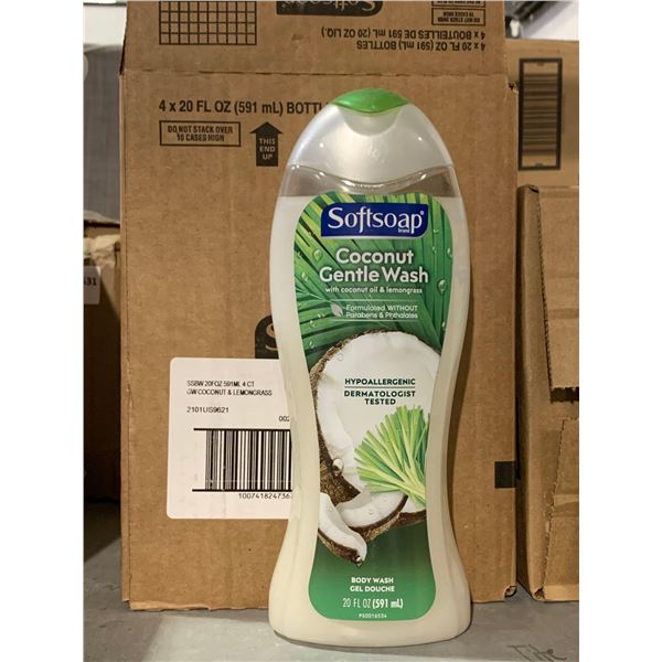 CASE LOT SoftSoap Coconut Gentle body Wash 4 x 20fl oz