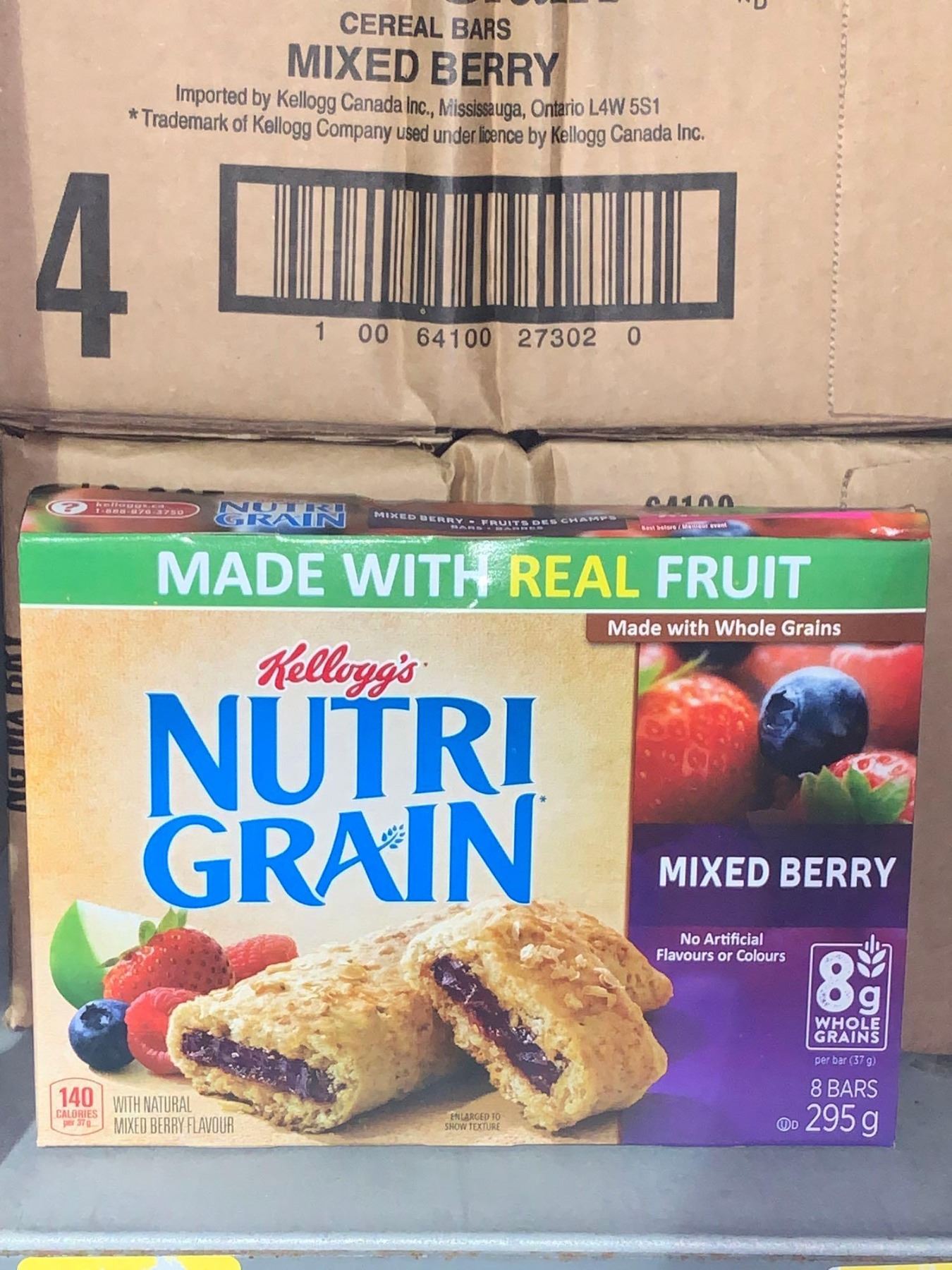 CASE LOT Kellogg's Nutri Grain bars Mixed Berry 12 x 295g