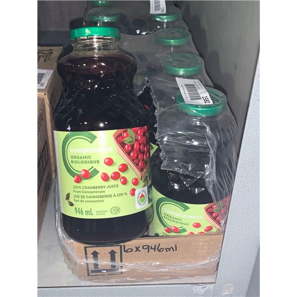 CASE LOT Compliments 100% Cranberry Juice 6x 946ml