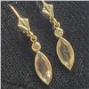 Image 3 : 14K Yellow Gold 2 Zultanie(1.75ct) 2 Diamonds (.12Ct, I1-I3,G-H) Earrings (~weight 1.44g), Appraised