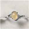 Image 1 : 10K White Gold Opal(1ct) 2 Diamonds (.02Ct, I1-I3,F-G) Ring (~Size 7) (~weight 1.76g), Appraised Ret
