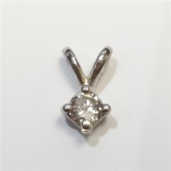 14K White Gold Diamond (.15Ct, I2, H) Pendant  (~weight 0.29g), Appraised Retail $1000