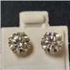 Image 1 : 14K Yellow Gold 2 Moissanites(2.58ct) Earrings  (~weight 1.06g), Made in Canada, Appraised Retail $1