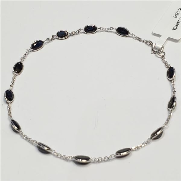 14K White Gold 13 Natural Blue Sapphire(4.5ct) Bracelet ) (~weight 1.76g), Made in Canada, Appraised