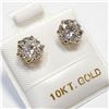 Image 2 : 10K Yellow Gold Moissanite(2ct) Earrings) (~weight 0.92g), Appraised Retail $1150