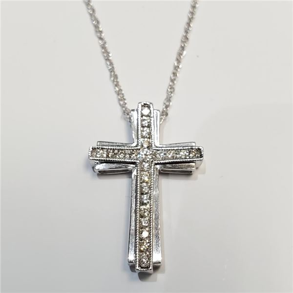 Silver 22 Lab Grown Diamond(.25Ct, Si1-I1, F-G) Necklace ( (~weight 2.74g), Appraised Retail $1240