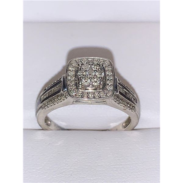 Natural Diamond Round Cut .95 Carat , .925 Silver Ladies Cluster Ring with Certificate Value $2200.0