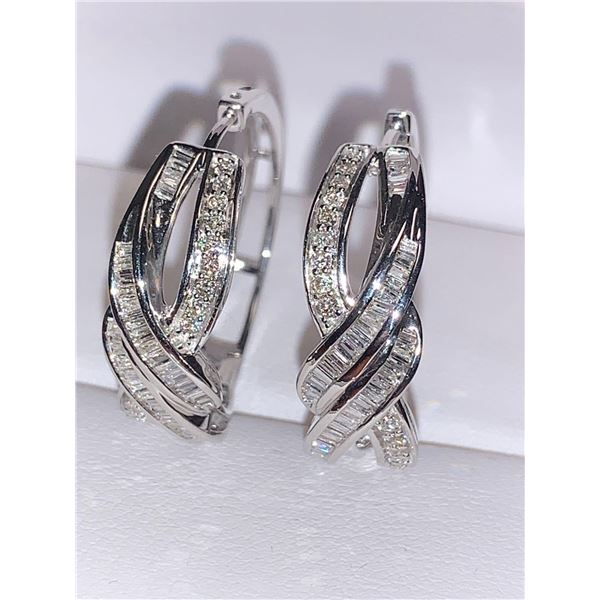 Ladies Natural Diamond Earrings 2.04 Carat , .925 Silver with Certificate Value $2100.00