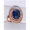Image 1 : Sapphire Solitaire 4.67 carat with surround diamonds 14kt rose gold on .925 silver with Certificate 