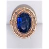 Image 2 : Sapphire Solitaire 4.67 carat with surround diamonds 14kt rose gold on .925 silver with Certificate 