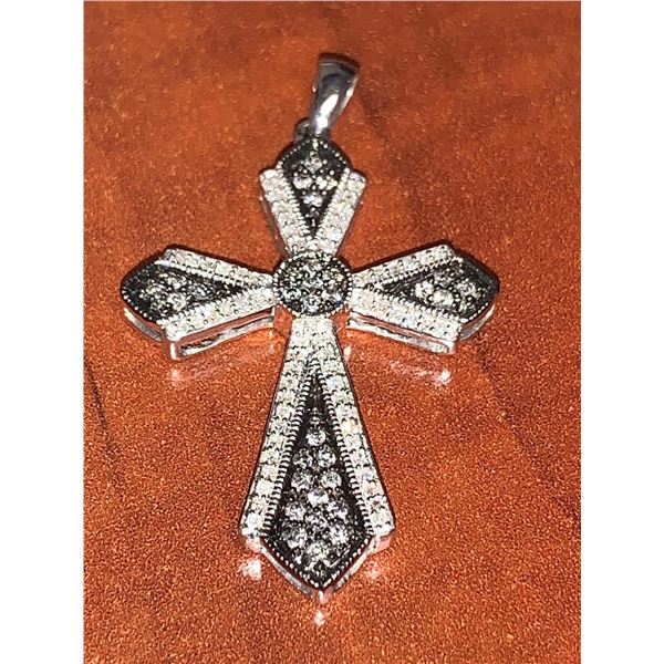 Silver .925 and diamond surfaced 1.52 carat cross pendant with Certificate Value $2000.00