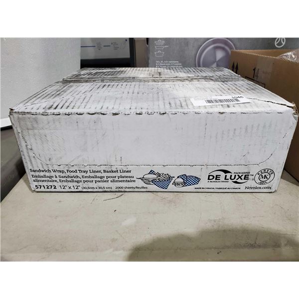 Case Lot De Luxe Sandwich Wrap, Food tray Liner, Basket Liner 12"x12" 2000 Sheets