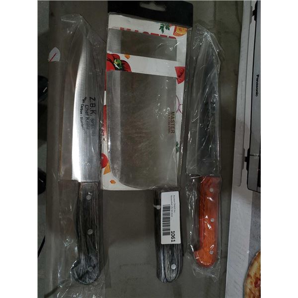 NEW Lot of 3 Chef Knives (Master brand Cleaver & Z.B.K. Chef Knife x2)
