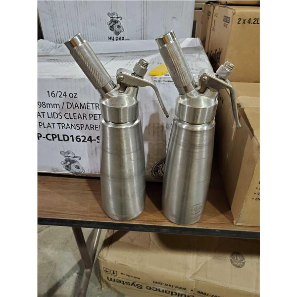 Lot of 2 Stainless Steel Whip Cream Dispensers