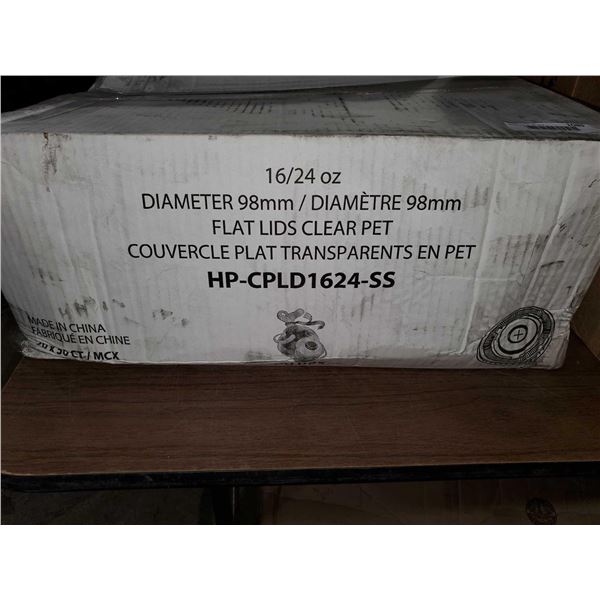 CASE LOT Clear Pet 16/24oz Flat Lids 98mm diameter 20x50 count