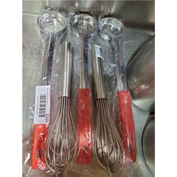 NEW lot of 2 Whisks and 3 Portion Servers 59ml