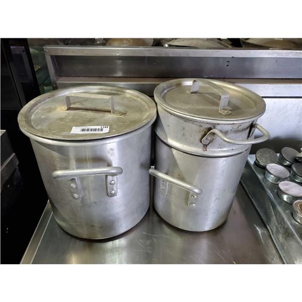Lot of Commercial Aluminum Pots with lids