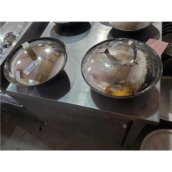 Hand Made Metal Woks with Tin Lids - Asst Size- Lot of 2