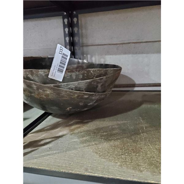 Hand Made Metal Woks with Tin Lids - Asst Size- Lot of 2